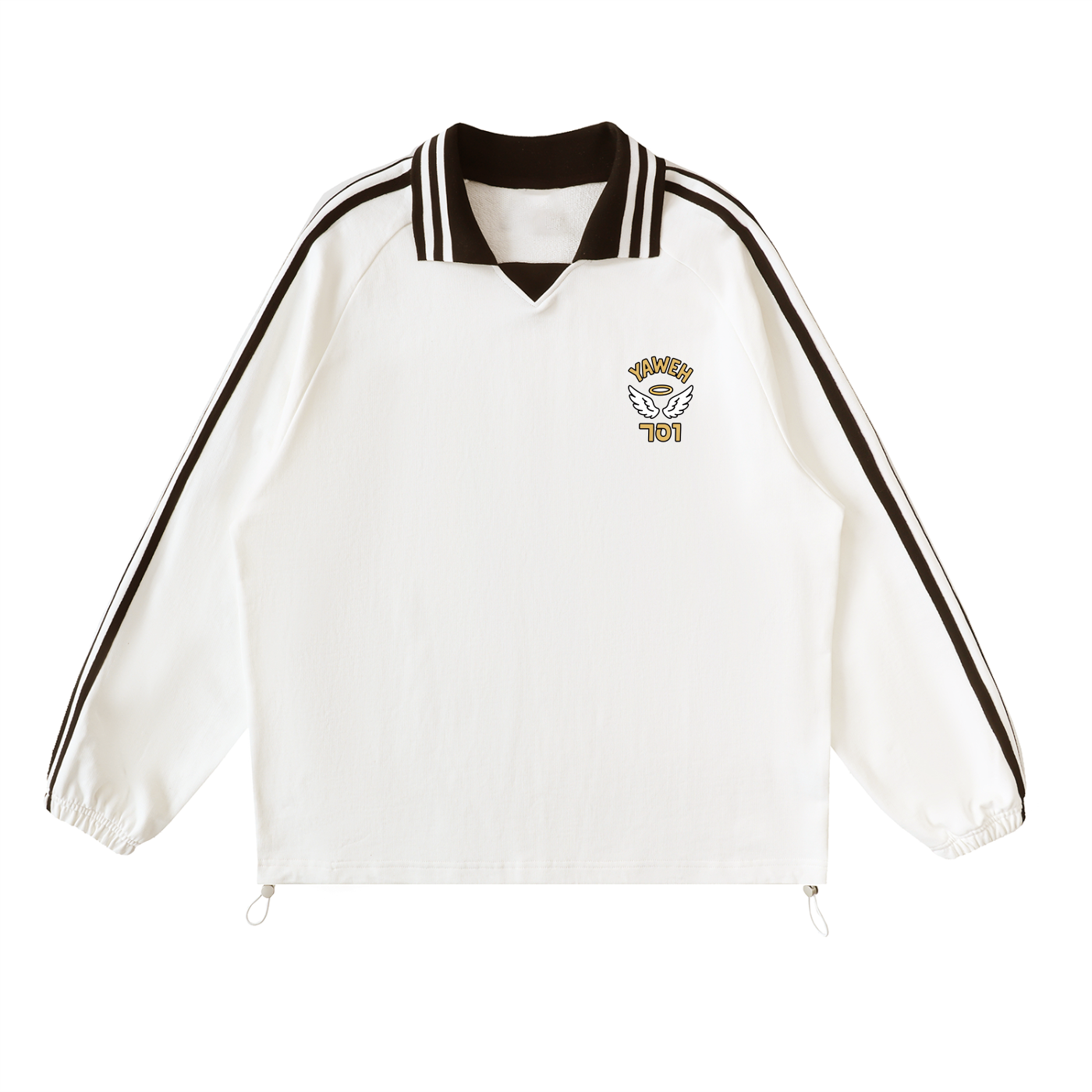 YWH Striped Lapel Collar Sweatshirt