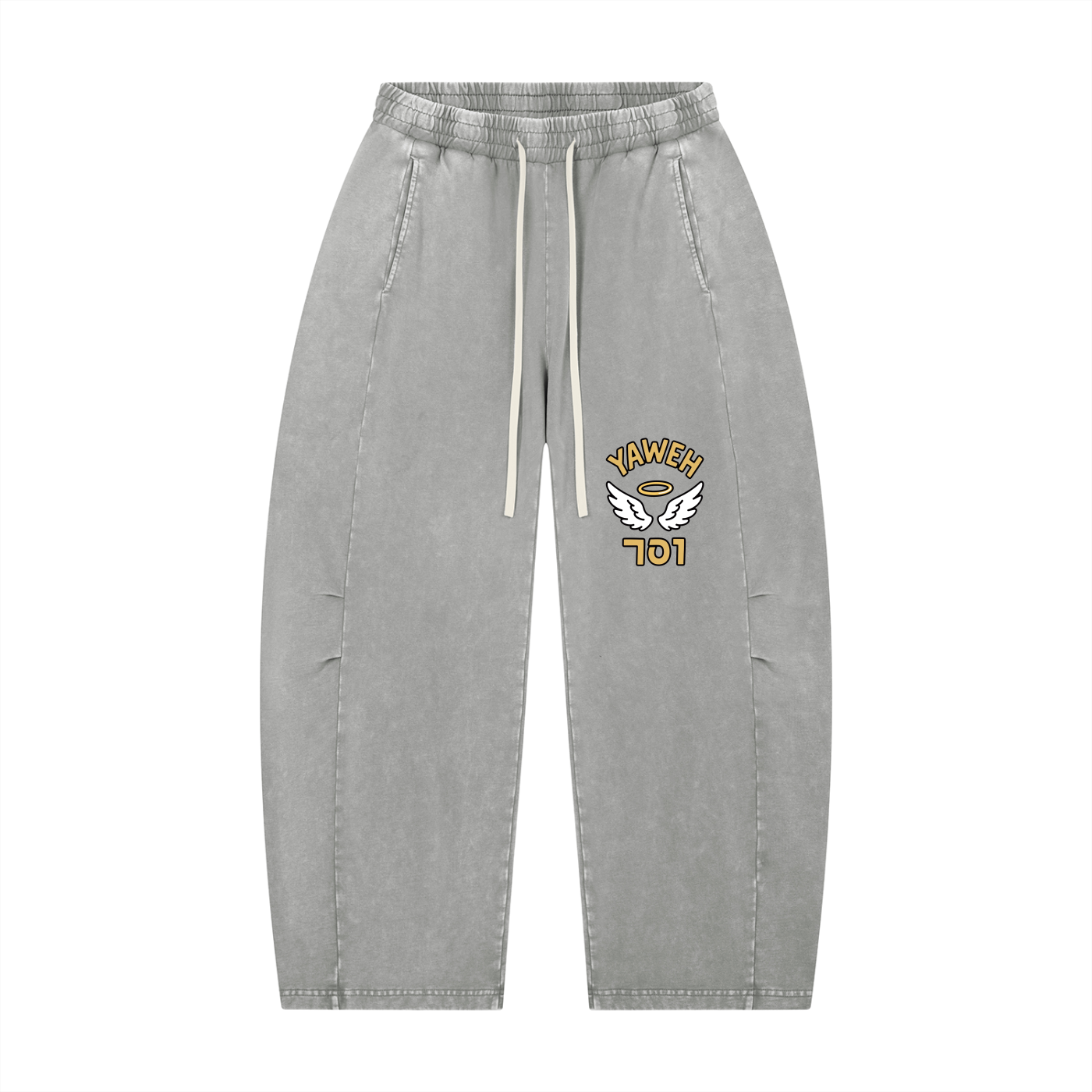 Unisex Mineral Wash Barrel Leg Pants