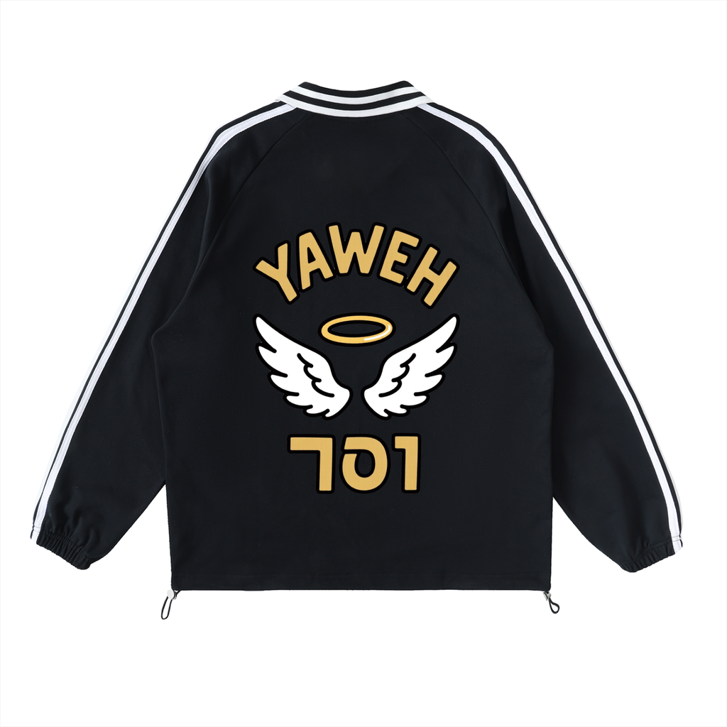 YWH Striped Lapel Collar Sweatshirt