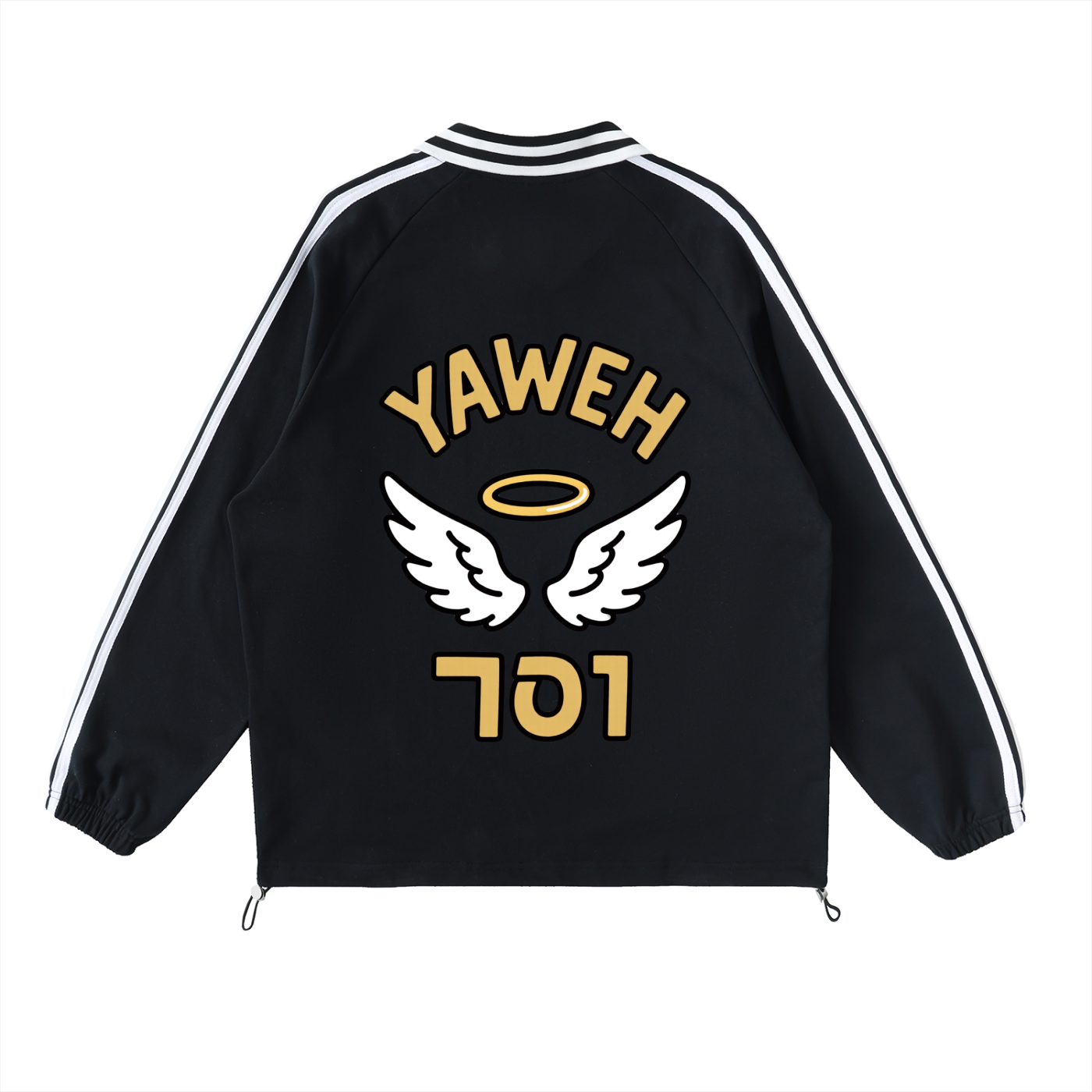 YWH Striped Lapel Collar Sweatshirt
