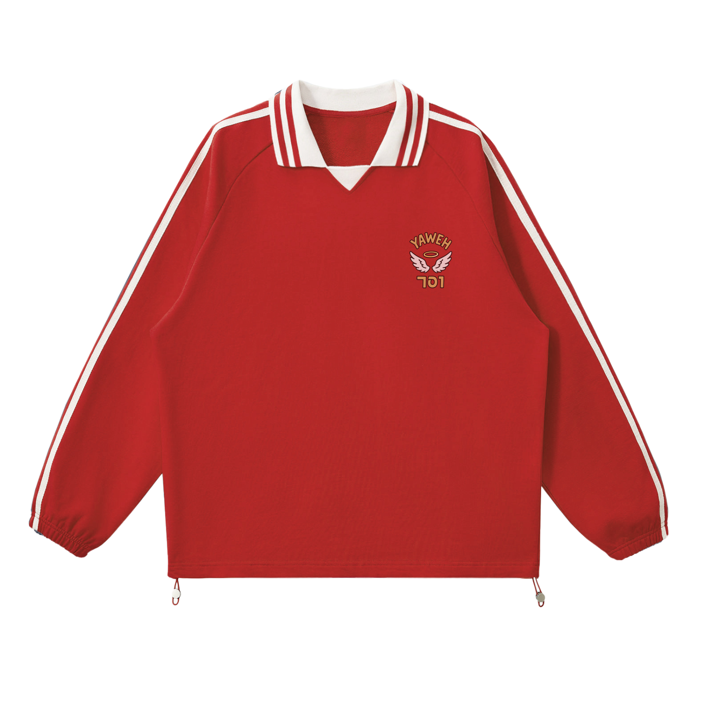 YWH Striped Lapel Collar Sweatshirt