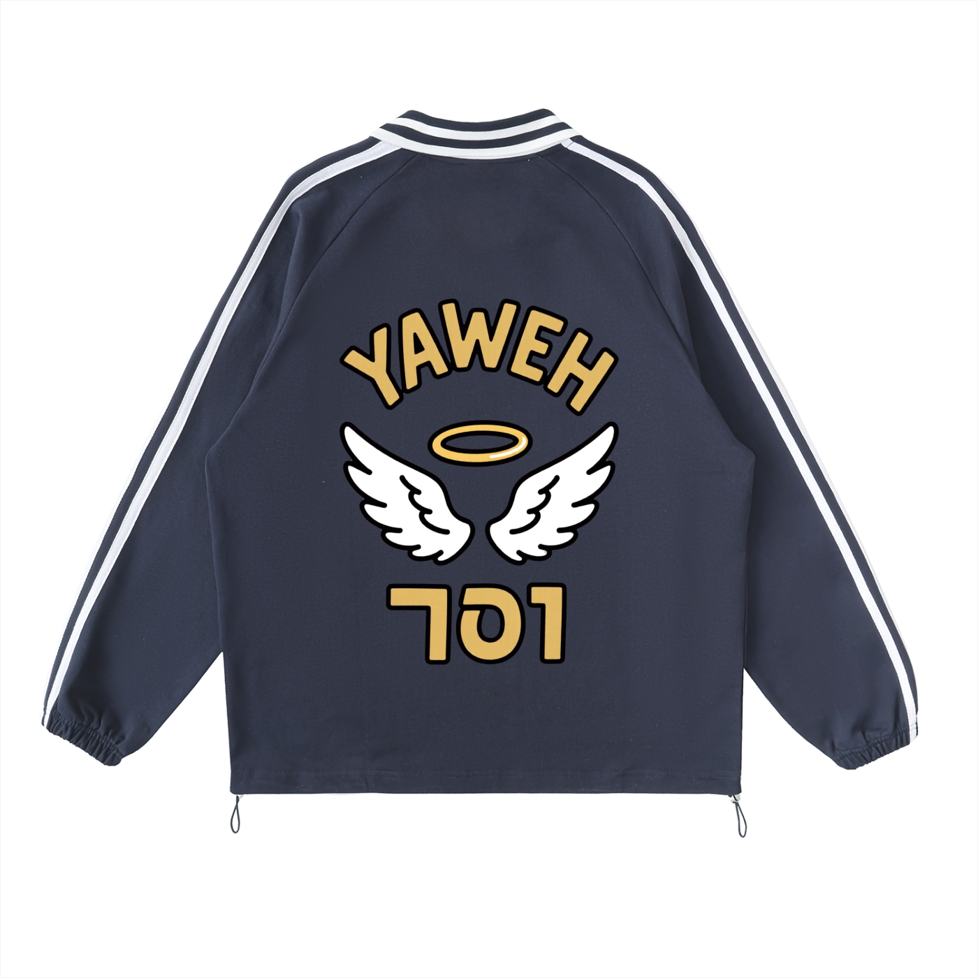 YWH Striped Lapel Collar Sweatshirt